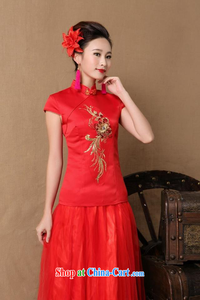 2015 bridal wedding ceremony cheongsam dress red bows, dress style 6670 red XL pictures, price, brand platters! Elections are good character, the national distribution, so why buy now enjoy more preferential! Health