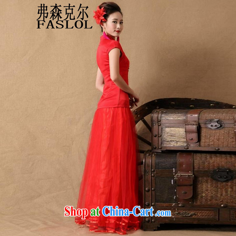 2015 bridal wedding ceremony cheongsam dress red bows, dress style 6670 red XL, infusion Michael (FASLOL), shopping on the Internet