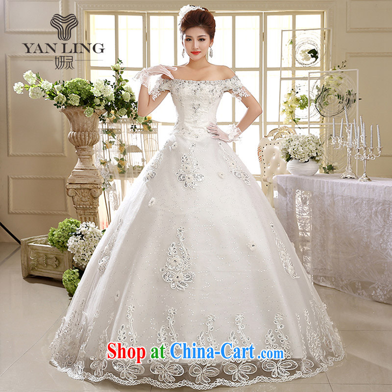 Her spirit 2015 wedding dresses new 2014 Korean wedding a shoulder to align graphics thin Korean-style straps HS 593 white S