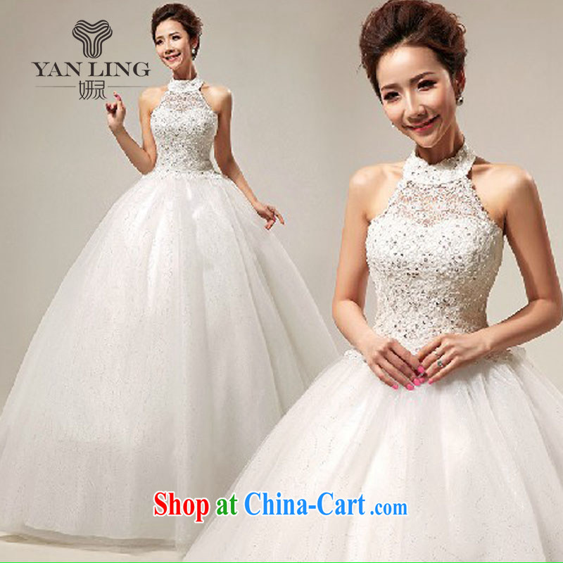 Her spirit 2015 wedding dresses new Korean-style sweet lace-up princess also wedding dresses with straps, HS 289 white S