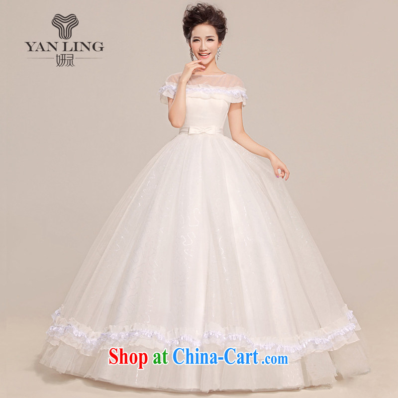Her spirit 2015 new wedding dress sense of the word shoulder shaggy with butterfly end waist wedding HS 213 white S