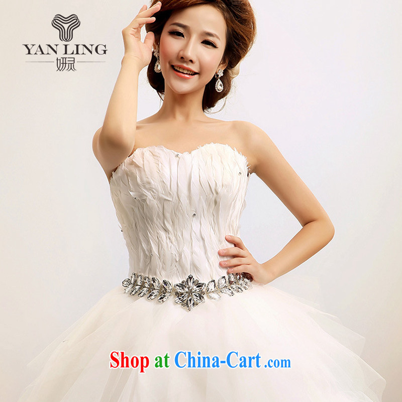 Her spirit 2015 new Korean Korean-style feather wiped chest Princess bride wedding wedding dresses HS 164 white S, her spirit, and shopping on the Internet