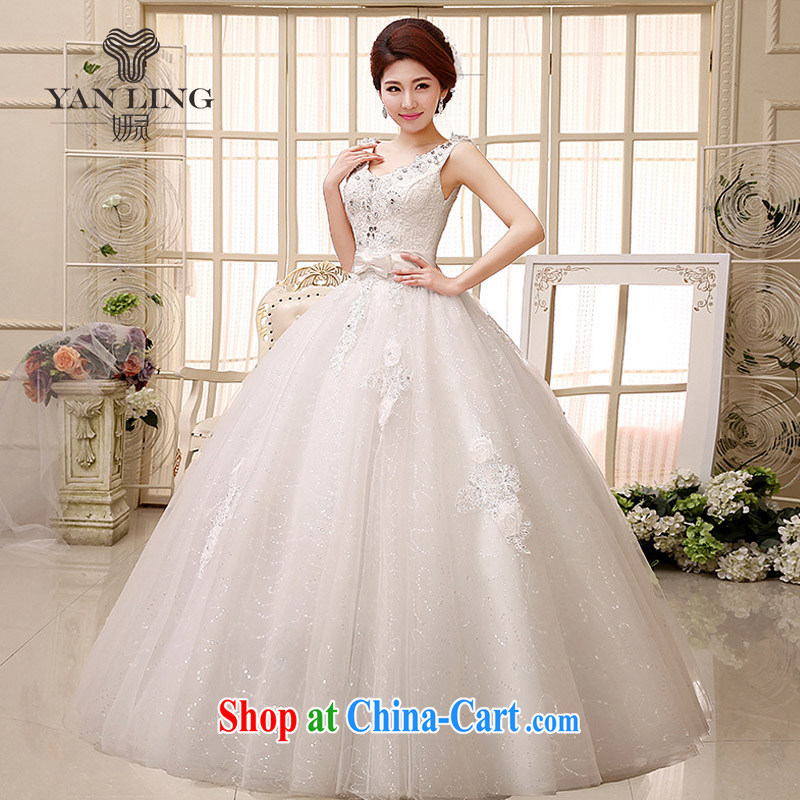 Her spirit 2015 exclusive fashion water-soluble lace the drill sexy shoulders V collar bridal wedding dresses HS 527 white S