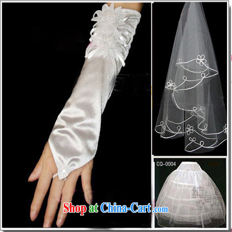 Pure bamboo yarn love wedding dresses accessories and yarn gloves support skirt 3 piece Combination wedding and white, pure bamboo love yarn, shopping on the Internet