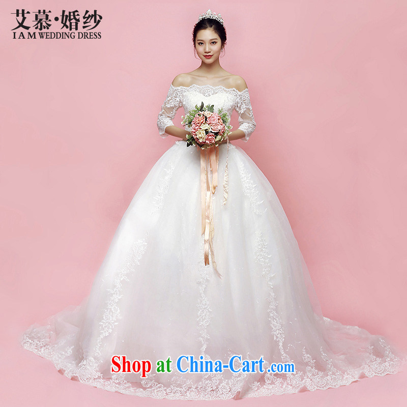 On the wedding dresses summer 2015 new spirit Creek Korean lace long-tail field shoulder wedding beauty with M