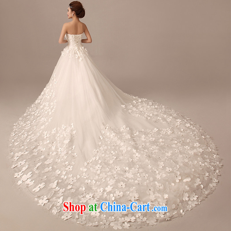 2015 spring and summer new Korean version wiped his chest, bridal wedding dresses long-tail large code cultivating flowers large tail white XL