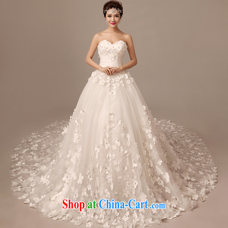 2015 spring and summer new Korean version wiped his chest, bridal wedding dresses long-tail large code flower cultivation the tail white XL, pure bamboo love yarn, shopping on the Internet