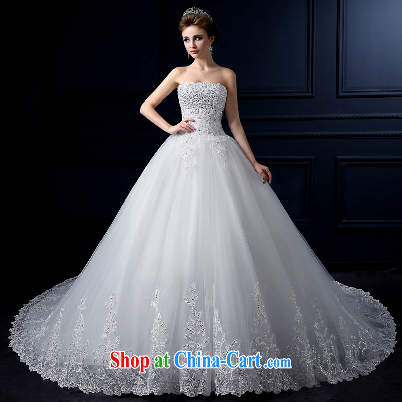 wedding dresses 2015 new summer sweet bare chest wedding fashion the tail wedding bridal wedding lace straps wedding Korean parquet drill wedding hand sewing white tail L yarn edge 100, and shopping on the Internet
