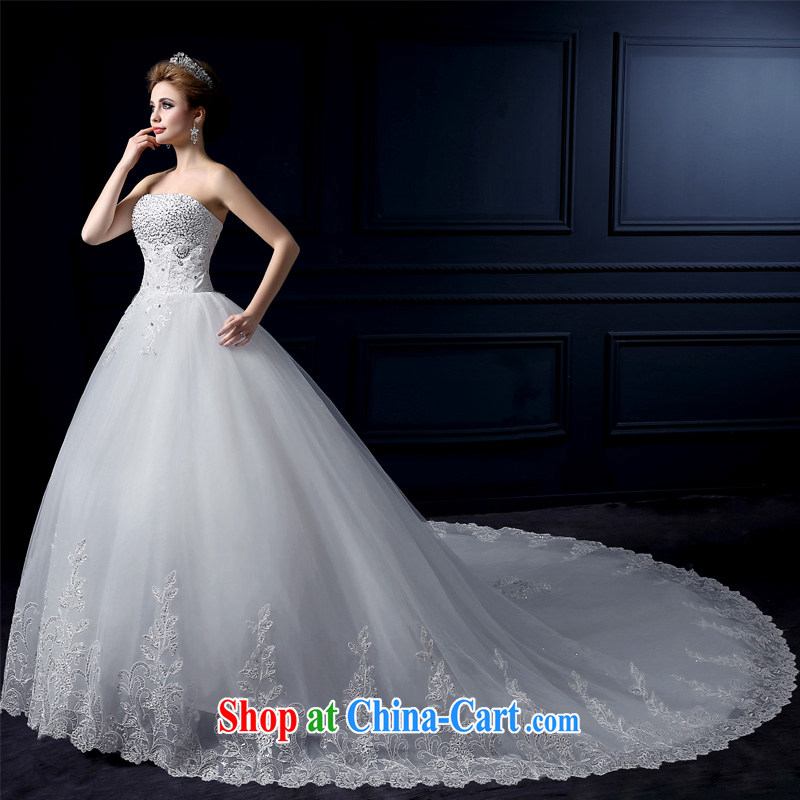 wedding dresses 2015 new summer sweet bare chest wedding fashion the tail wedding bridal wedding lace straps wedding Korean parquet drill wedding hand sewing white tail L yarn edge 100, and shopping on the Internet