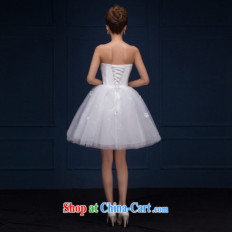 The china yarn 2015 new marriages wedding white erase chest dress short parquet drill dress spring summer girls white XXL and China yarn, shopping on the Internet