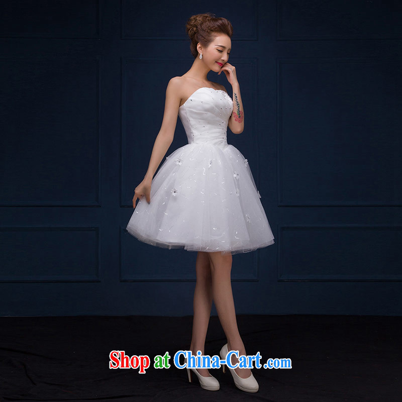 The china yarn 2015 new marriages wedding white erase chest dress short parquet drill dress spring summer girls white XXL and China yarn, shopping on the Internet