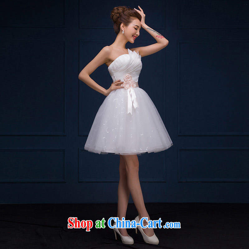 The china yarn 2015 new marriage short wedding Korean-style sweet Mary Magdalene chest manually take video thin strap dress small spring and summer female white XXL and China yarn, shopping on the Internet