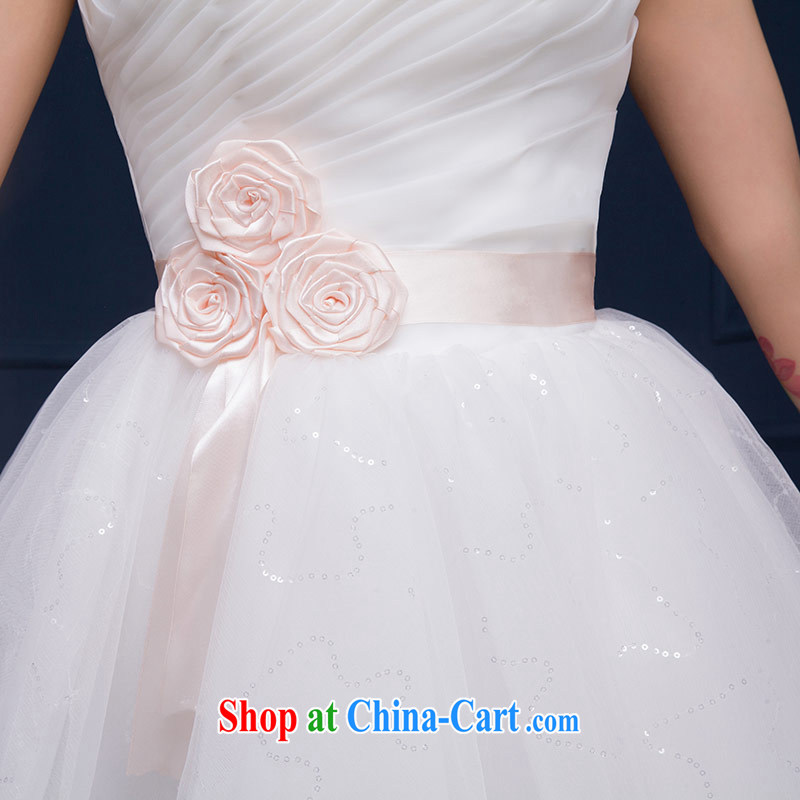 The china yarn 2015 new marriage short wedding Korean-style sweet Mary Magdalene chest manually take video thin strap dress small spring and summer female white XXL and China yarn, shopping on the Internet