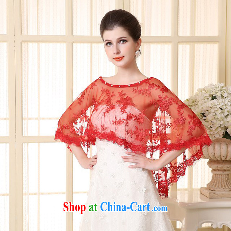 2015 new bride's wedding dresses shawls Europe bridesmaid wedding thin shawl lace summer red female red clothing, love, and, shopping on the Internet