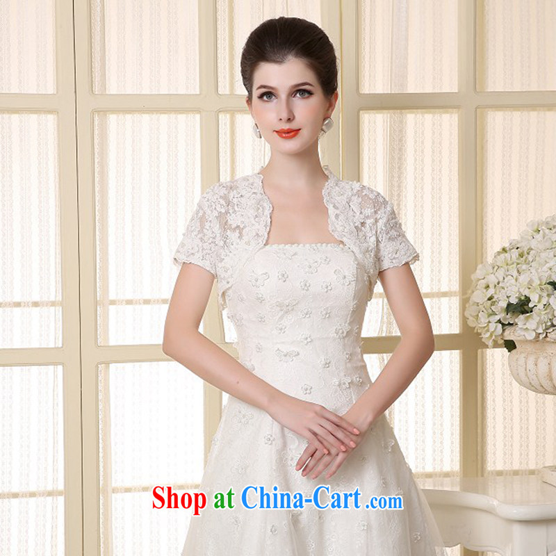 2015 new white Korean lace bridal wedding double-shoulder lace shawl small jacket wedding shawl cloak White clothing, love, and shopping on the Internet