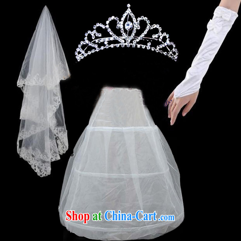 Pure bamboo love yarn 3 Piece Combination white head yarn gloves support skirt Crown wedding accessories ST 002 white, pure bamboo love yarn, and shopping on the Internet
