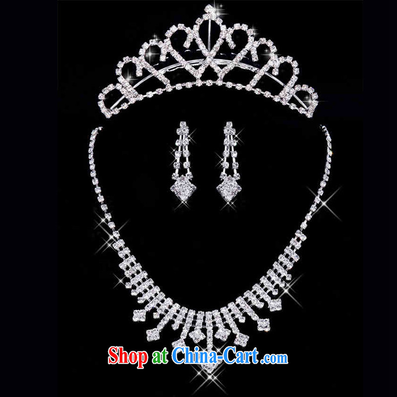 Bridal jewelry wedding jewelry Crown earrings 3-piece kit wedding accessories bride's shadow floor Jewelry Korean-style white clothing, love, and, on-line shopping