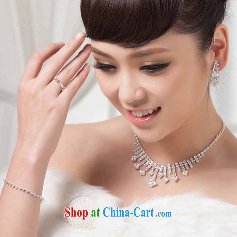 Bridal jewelry wedding jewelry Crown earrings 3-piece kit wedding accessories bride's shadow floor Jewelry Korean-style white clothing, love, and, on-line shopping
