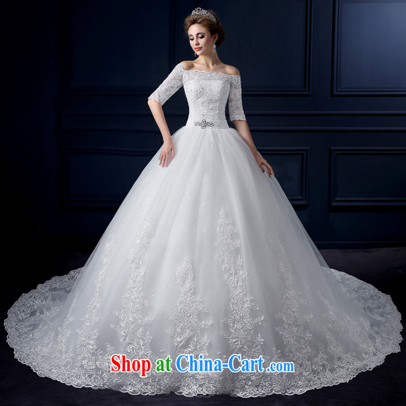 Yarn edge 100 and 2015 new summer the Field shoulder-tail wedding with bare chest wedding Korean-style luxury the cuff tail Wedding Video thin lace bridal wedding canopy skirts white tailor advanced customization, yarn edge 100, and, on-line shopping