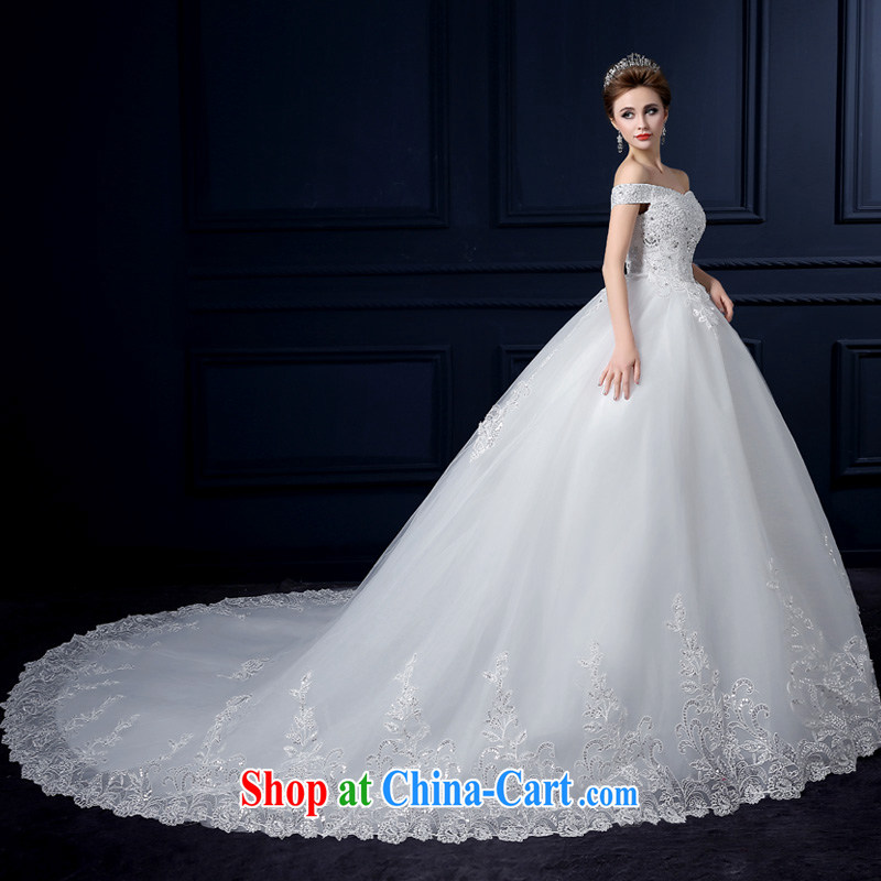 Yarn edge 100, wedding dresses 2015 summer New a Field shoulder wedding dresses with stylish Korean double-shoulder-tail wedding band video thin lace bridal wedding canopy skirts white-tail tailor advanced customization, and yarn edge 100, and shopping on