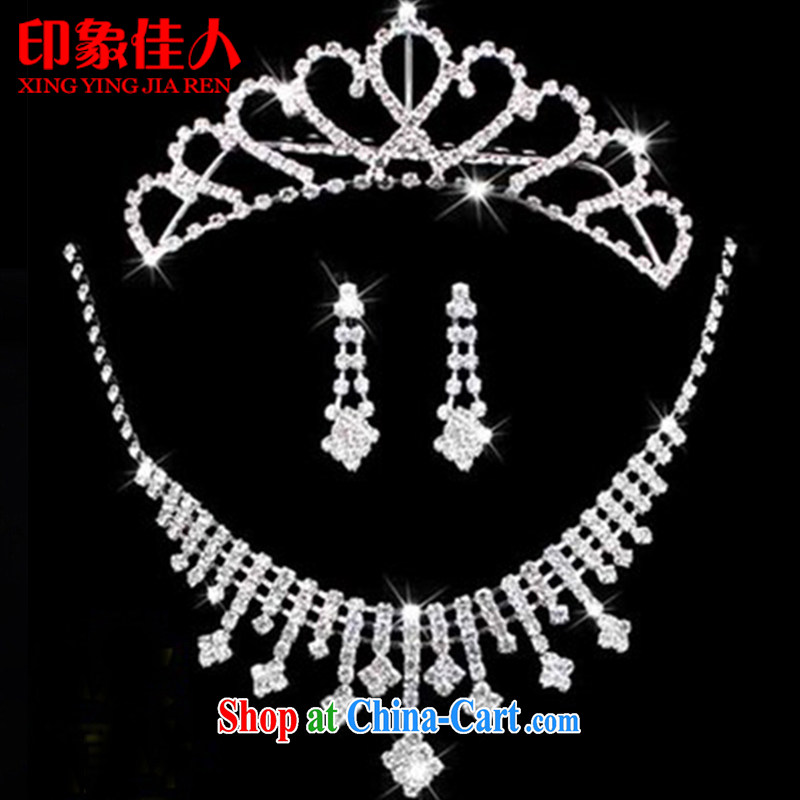 Impressive Lady Han-water drilling bridal jewelry crown and ornaments necklace 3-piece kit? wedding dresses accessories YX 3016