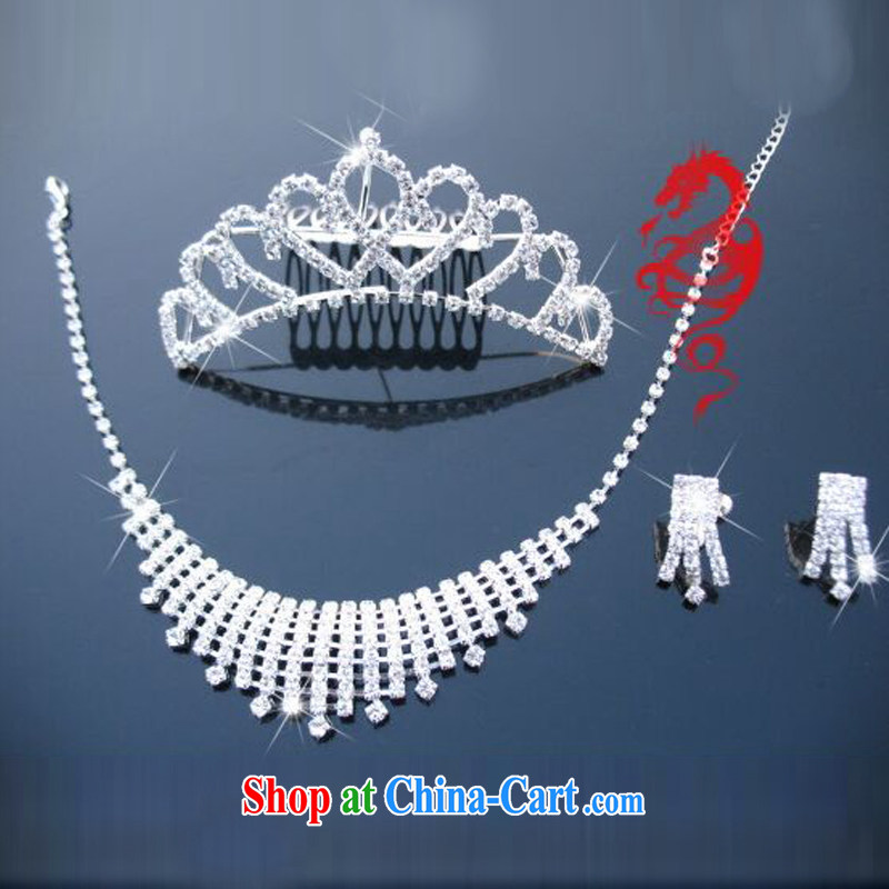 Leigh impression bridal jewelry and ornaments 3-piece kit wedding accessories Korean marriage crystal diamond necklace earrings hair accessories Crown YX 3017, impressive lady, shopping on the Internet