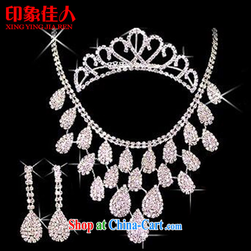 Leigh impression bridal jewelry Korea-marriage necklace earrings crown and ornaments 3-piece kit wedding dresses accessories hair accessories YX 3018