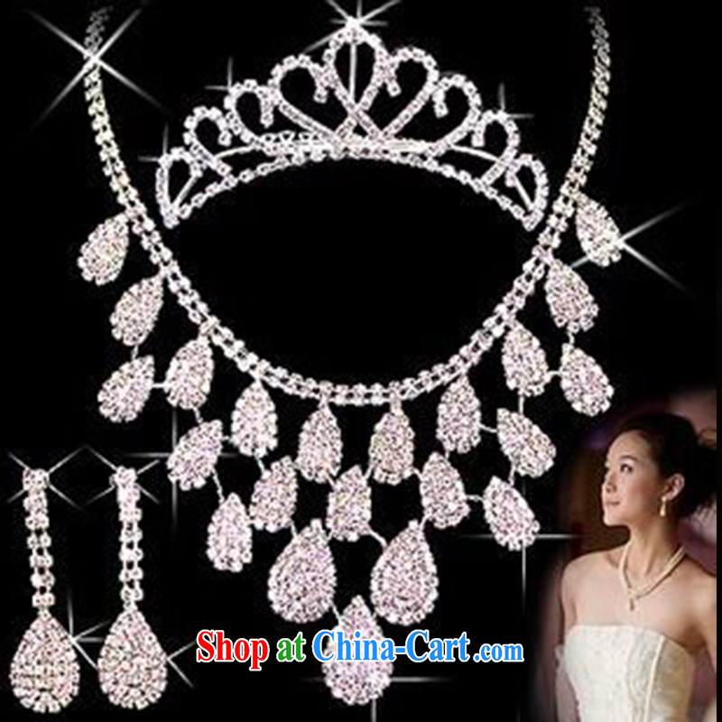Leigh impression bridal jewelry Korea-marriage necklace earrings crown and ornaments 3-piece kit wedding dresses accessories hair accessories YX 3018, impressive lady, shopping on the Internet