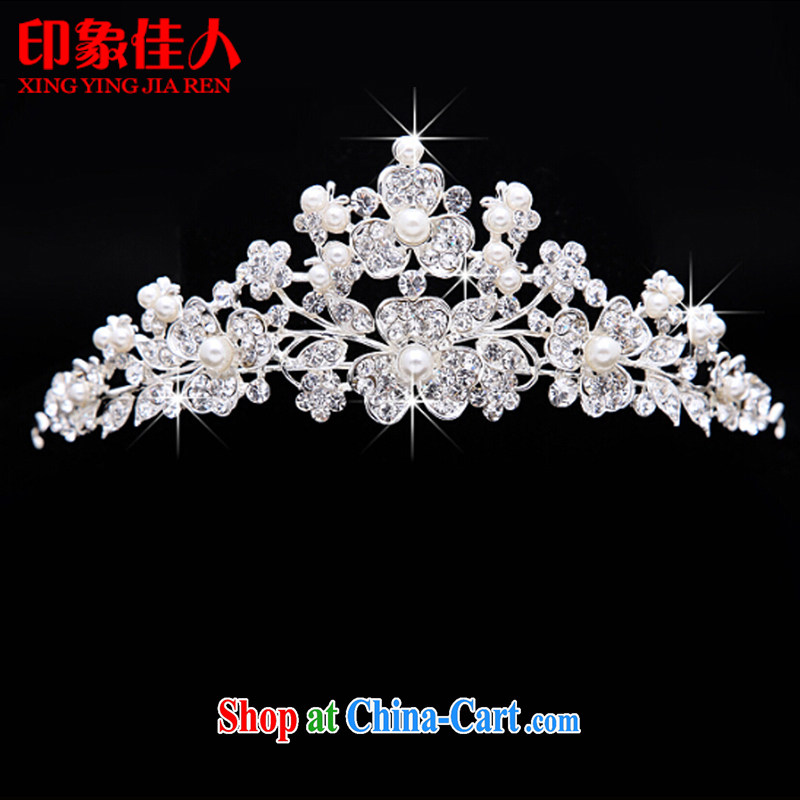 Leigh impression bridal jewelry and ornaments 3-piece kit wedding accessories Korean marriage crystal diamond necklace earrings hair accessories large crown YX 3011, impressive lady, shopping on the Internet