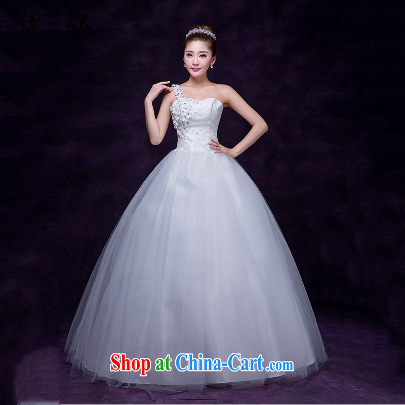Optimize video 2015 spring and summer new stylish Korean single shoulder beauty with the Code white marriages wedding dresses video thin DM 5107 white are code