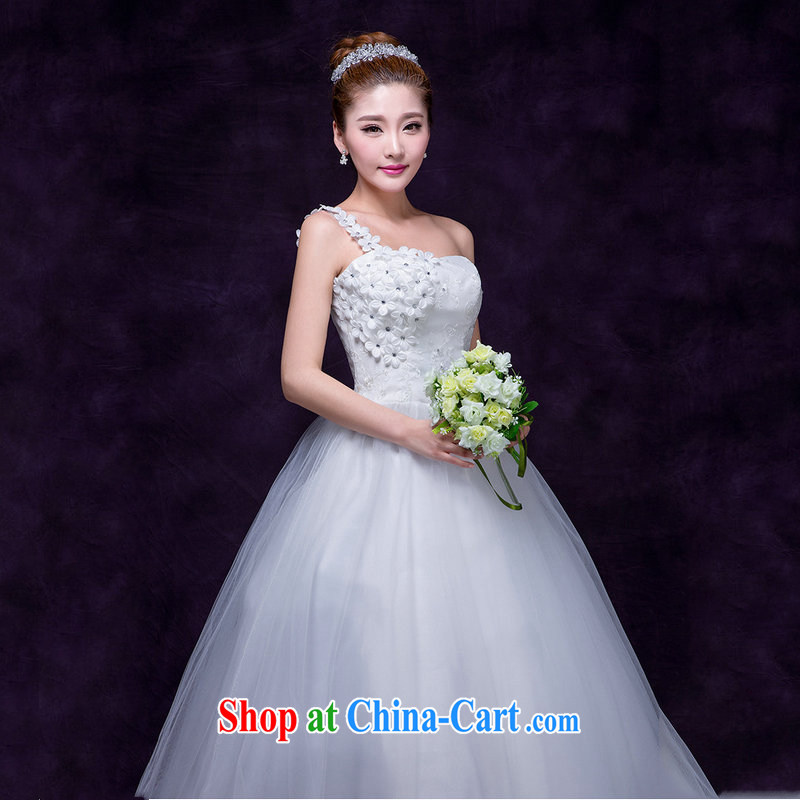 Optimize Philip Wong Yu-hong 2015 spring and summer new stylish Korean single shoulder beauty with the Code white marriages wedding dresses video thin DM 5107 white are code, optimize, and shopping on the Internet