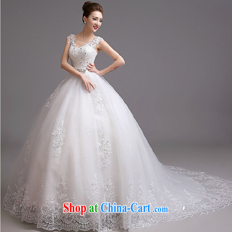 wedding dresses 2015 new summer Korean-style V-neck a Field shoulder long-tail bridal Wedding Fashion video thin wedding white with customizable is not to return the Oh, the color is still Windsor, shopping on the Internet