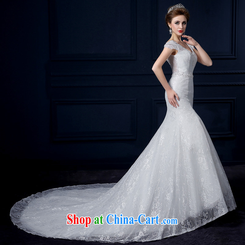 Yarn edge 100, wedding dresses 2015 new spring and summer field shoulder crowsfoot wedding Korean lace trailing wedding beauty graphics thin sweet tie-off his chest, wedding white tailor advanced customization