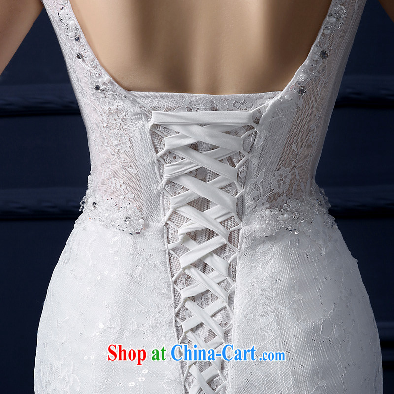 Yarn edge 100, wedding dresses 2015 new spring and summer field shoulder crowsfoot wedding Korean lace trailing wedding beauty graphics thin sweet tie-off his chest, wedding white tailor advanced customization, yarn edge 100, and, on-line shopping