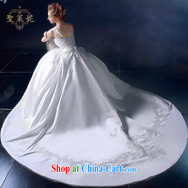 Holy, Connie wedding dresses 2015 summer white satin, double-shoulder wedding dresses continental A Field skirt marriages, trailing white S, holy, Connie (Sheng lai Ni), shopping on the Internet