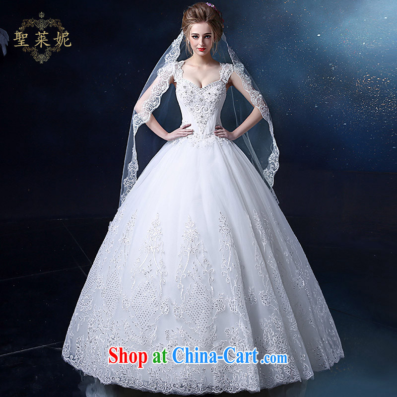 Holy, Connie wedding dresses 2015 new dual-shoulder water drilling with white European-style Princess dress, the code marriage wedding dresses white XL