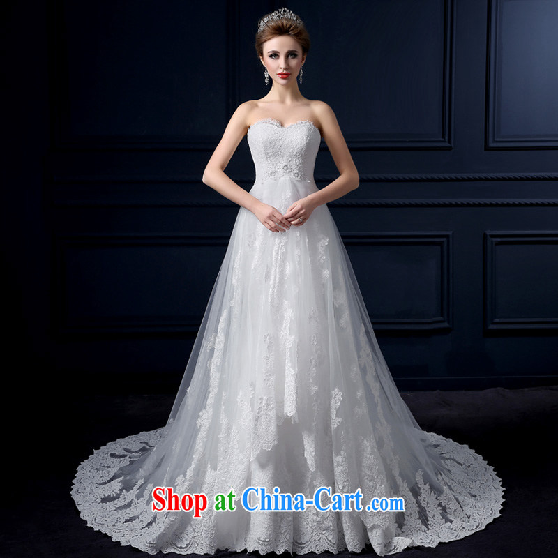 Yarn edge 100, wedding dresses 2015 new spring and summer wiped chest crowsfoot wedding Korean lace graphics thin package and crowsfoot small tail marriages and stylish strap wedding white L yarn edge 100, and, on-line shopping