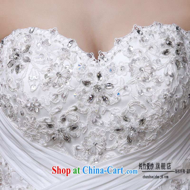 2015 bridal high quality custom field shoulder bare chest straps with spring wedding dresses red stylish long-tail luxury photography bridal dresses, white 100 CM drag and drop, pure bamboo love yarn, shopping on the Internet