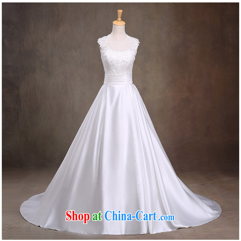 The beautiful yarn a shoulder-tail wedding 2015 new products with beauty and stylish shoulder strap lace beauty in Europe wedding photo building photography factory direct white customizable
