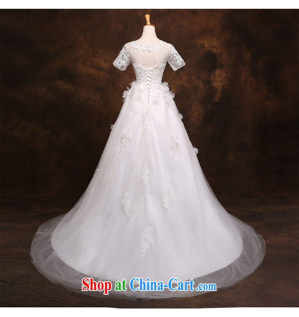 The beautiful yarn a Field shoulder small tail wedding sexy exposed back round-collar short-sleeve with a drill with wedding 2015 new bride wedding photo building factory direct white customizable pictures, price, brand platters! Elections are good character, the national distribution, so why buy now enjoy more preferential! Health