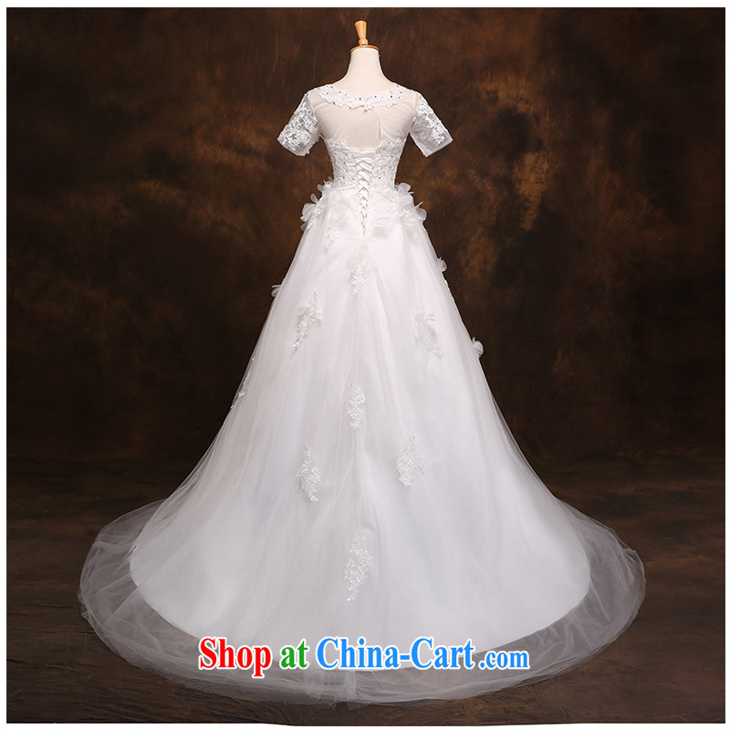The beautiful yarn field shoulder small tail wedding sexy exposed back round-collar short-sleeve with a drill, with a wedding 2015 new bride wedding photo building factory direct white customizable, beautiful yarn (nameilisha), online shopping