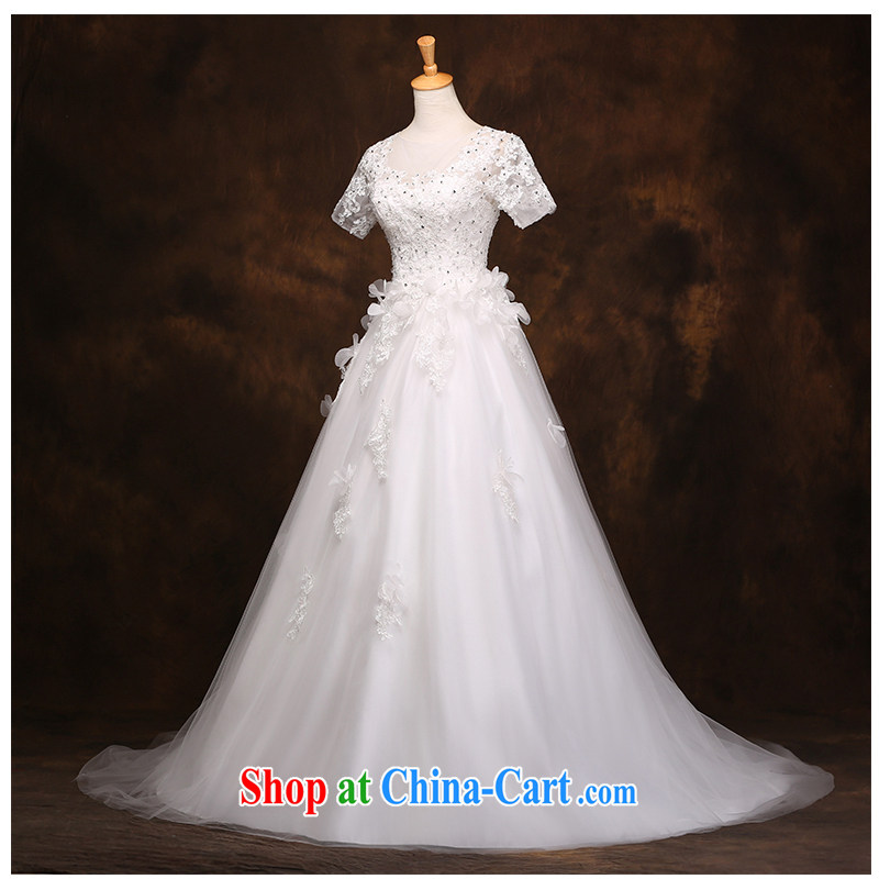 The beautiful yarn field shoulder small tail wedding sexy exposed back round-collar short-sleeve with a drill, with a wedding 2015 new bride wedding photo building factory direct white customizable, beautiful yarn (nameilisha), online shopping