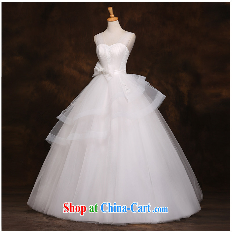 The beautiful yarn strap with lace with A swing wedding stylish and simple Korean Beauty strap features bow-tie 2015 new marriages wedding dresses white customizable, beautiful yarn (nameilisha), and, on-line shopping