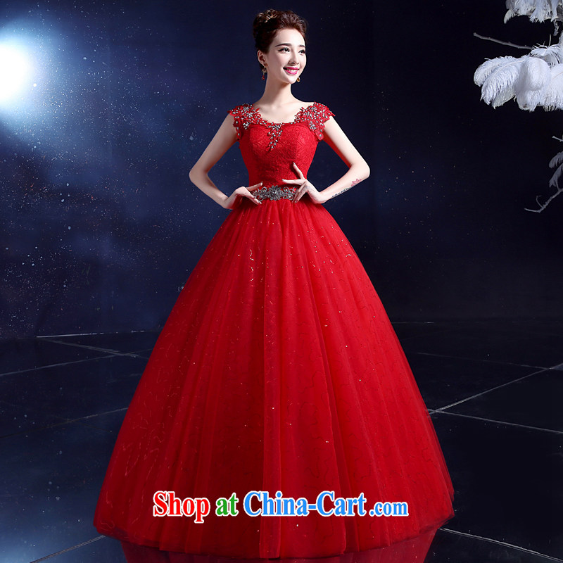 2015, Japan, and South Korea wedding dresses bridal dresses wedding dresses toast summer shoulders the code with a field shoulder lace inserts drill red 2 XL