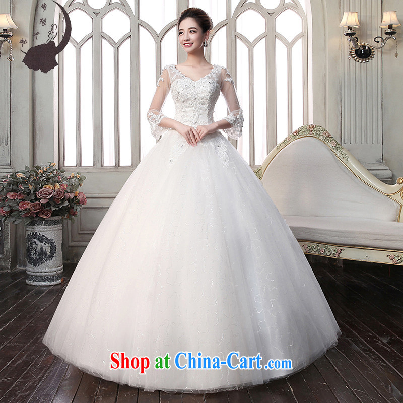 Dream of the day, Japan, and South Korea wedding summer 2015 New with lace cuff in a field shoulder wedding dress white L 2.1 feet waist