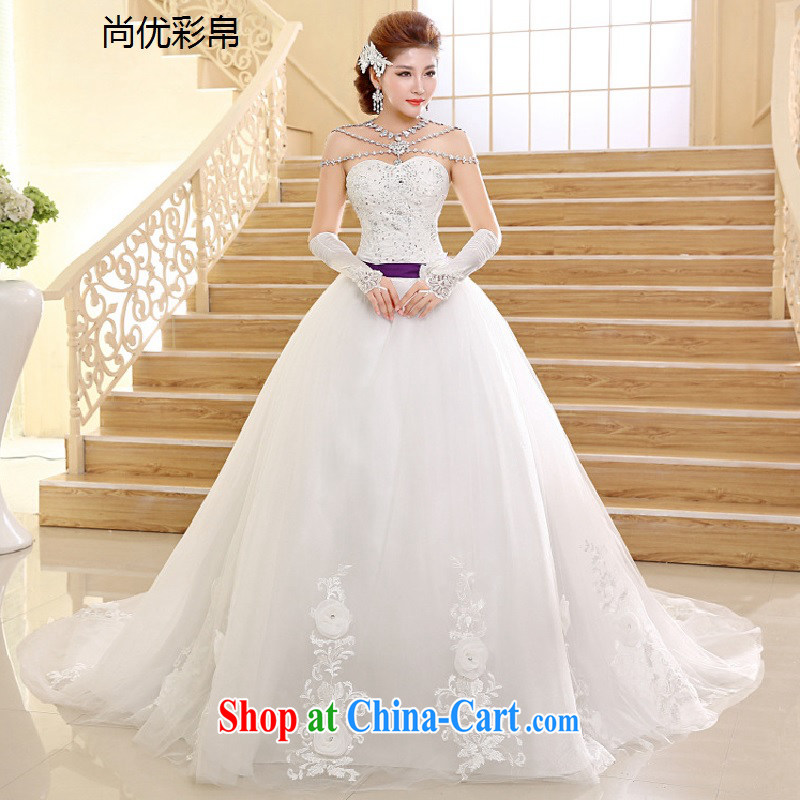 There are optimized color Kingfisher wedding dresses 2015 new bride sweet Princess parquet diamond luxury tail erase chest strap wedding XS 1011 m White XXL