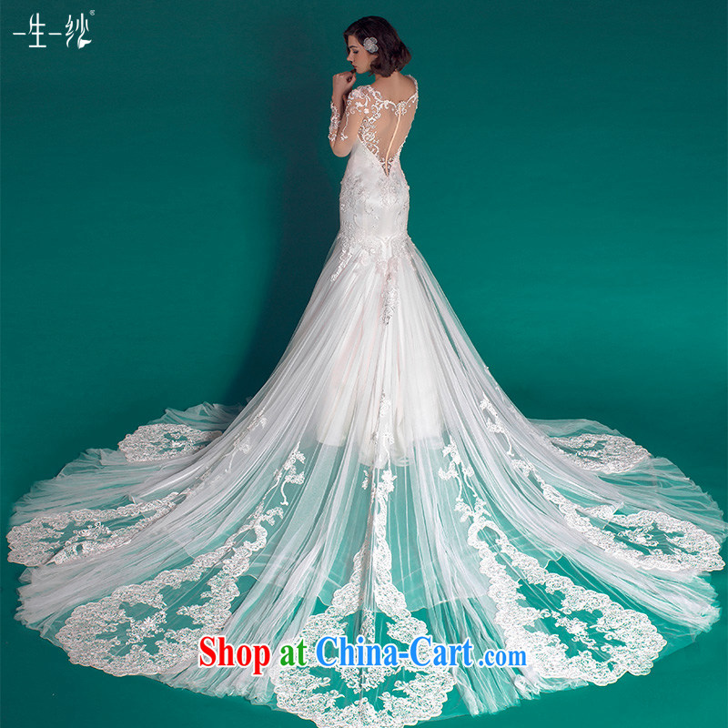 A yarn crowsfoot wedding tail 2015 summer long-sleeved wedding package shoulder affect theme wedding 50150007 white XXL code 30 days pre-sale, a yarn, and shopping on the Internet