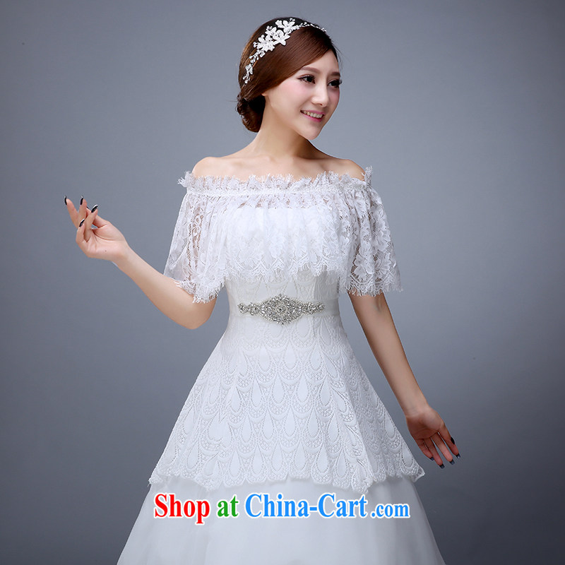New 2015 Korean white lace shawl cloak marriages a Field shoulder lace mantle yarn wedding shawl female white