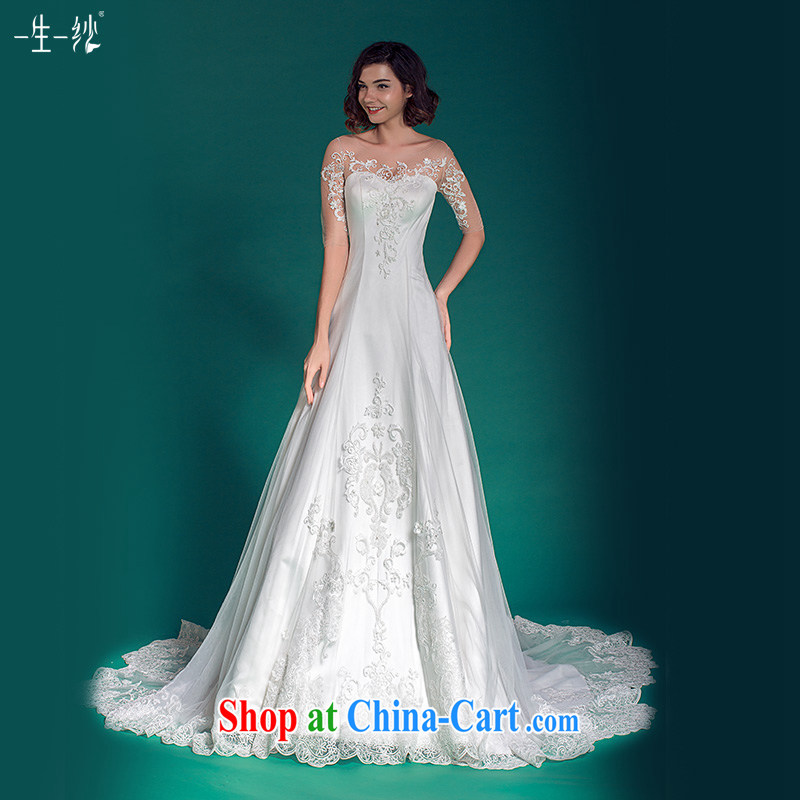 A yarn cultivating long-sleeved wedding one shoulder lace-tail wedding summer 2015 501501433 white XXL code 30 days pre-sale, a yarn, shopping on the Internet