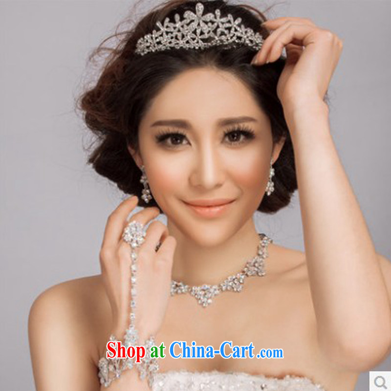 The drunk and the US bridal jewelry kit Leong Che-hung was Korean flower water drilling Crown necklaces bracelets 4 piece kit marriage with 2015 summer wedding ornaments Lu Crown